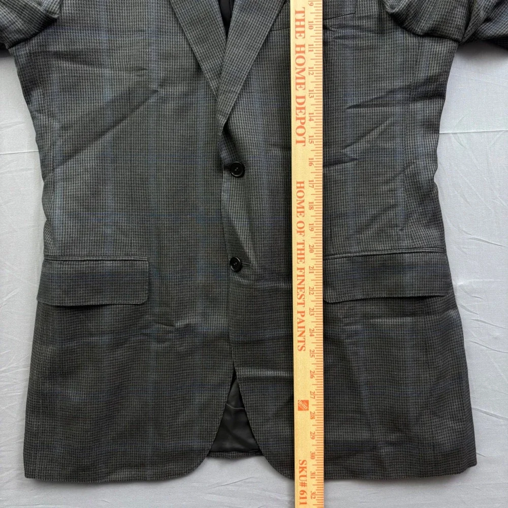 Canali Mens Grey Blue Glen Plaid Two Button Blazer Made in Italy US Size 40